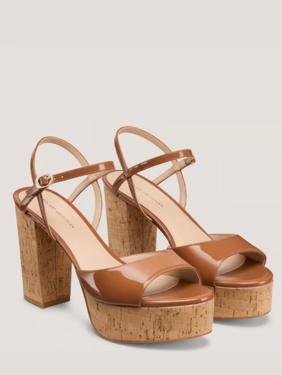 Stuart Weitzman Shoes - STUART WEITZMAN INGRID PLATFORM SANDAL - BROWN/CORK - SIZE 6